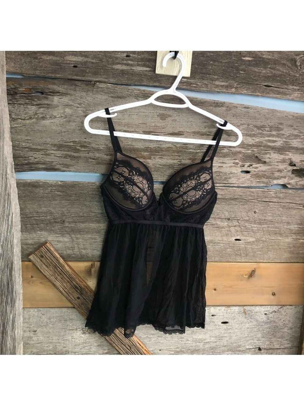 LA Senza Size Med Black/Nude Lace Lingerie